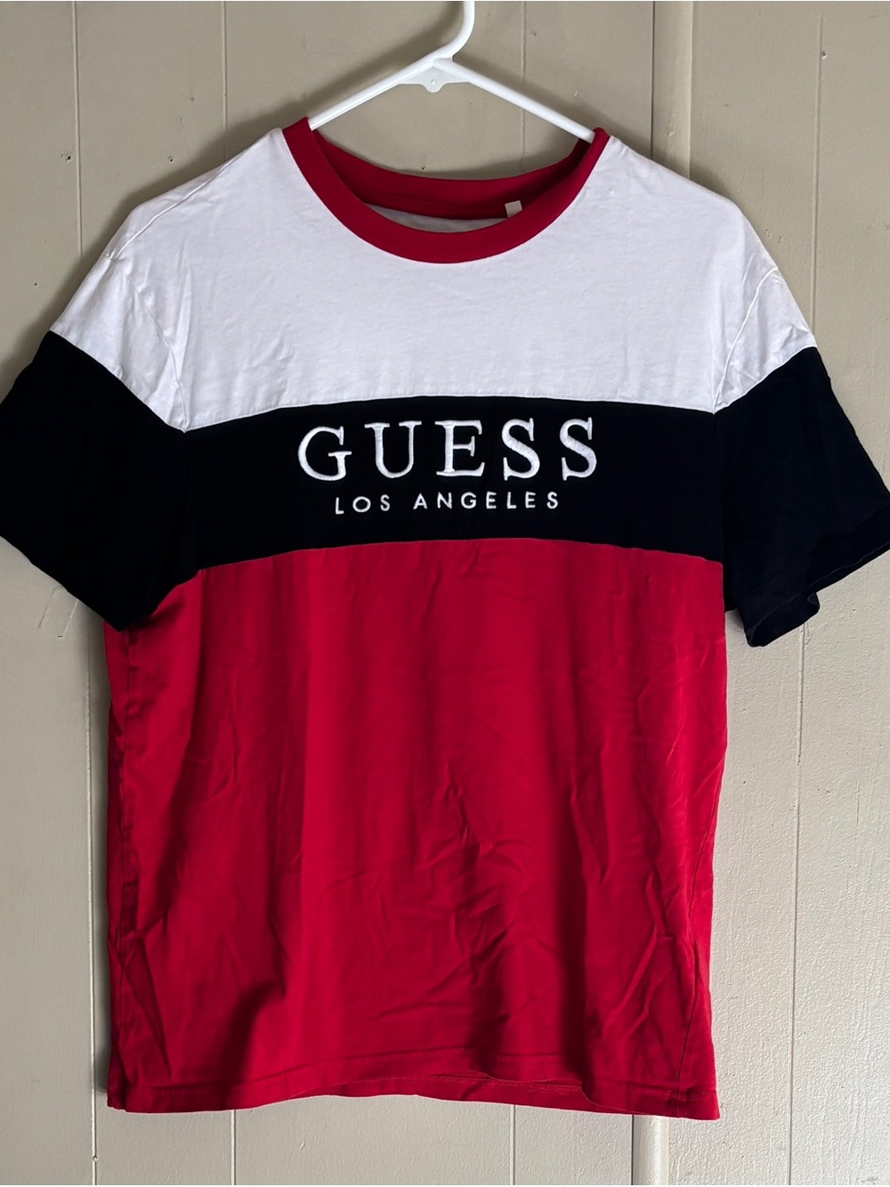 Guess Colorblock Red, Black & White Men’s Logo Tee